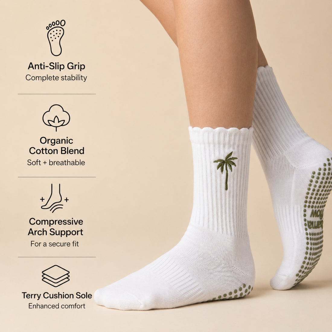 Barcelona Palm Pilates Grip Socks