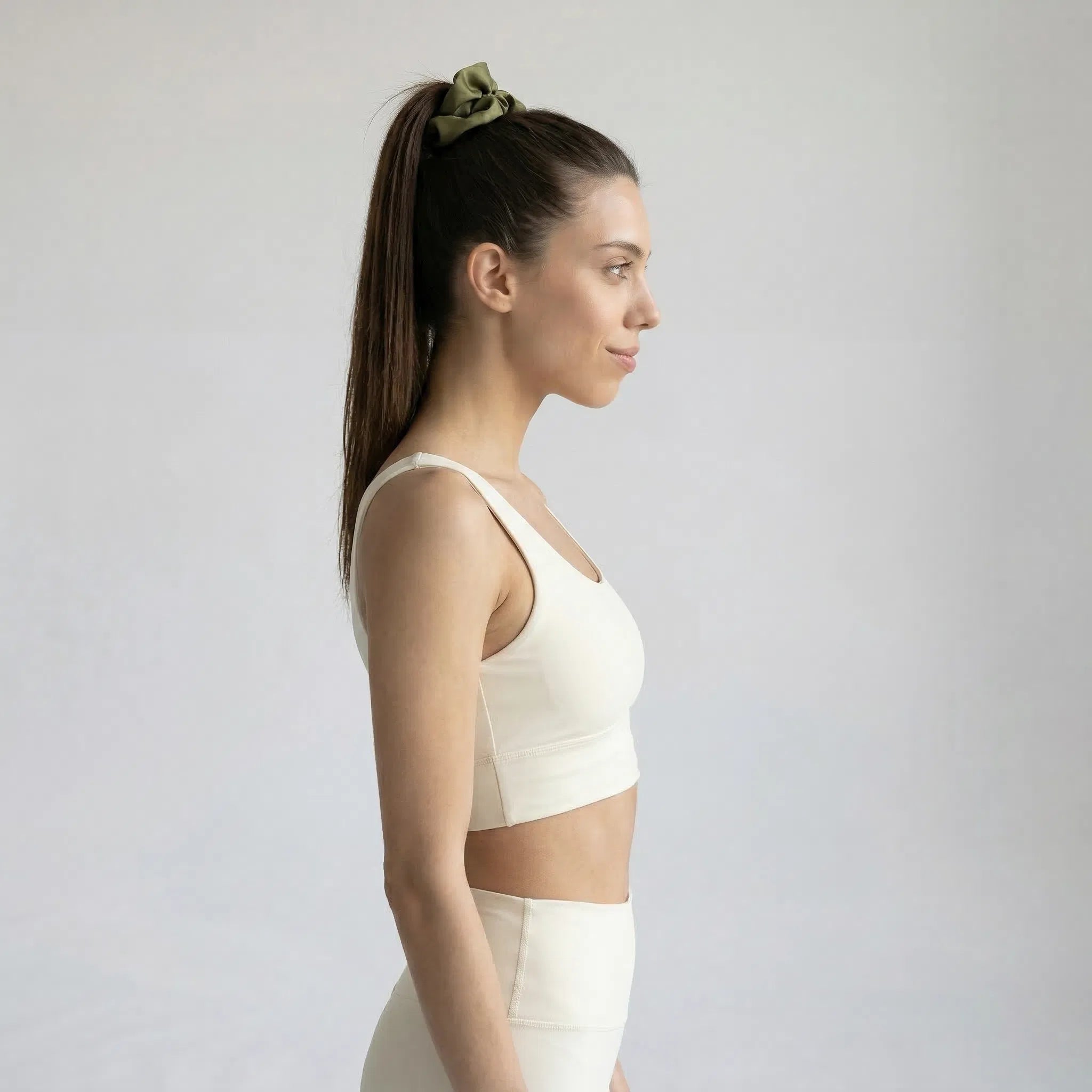 green silk scrunchie 