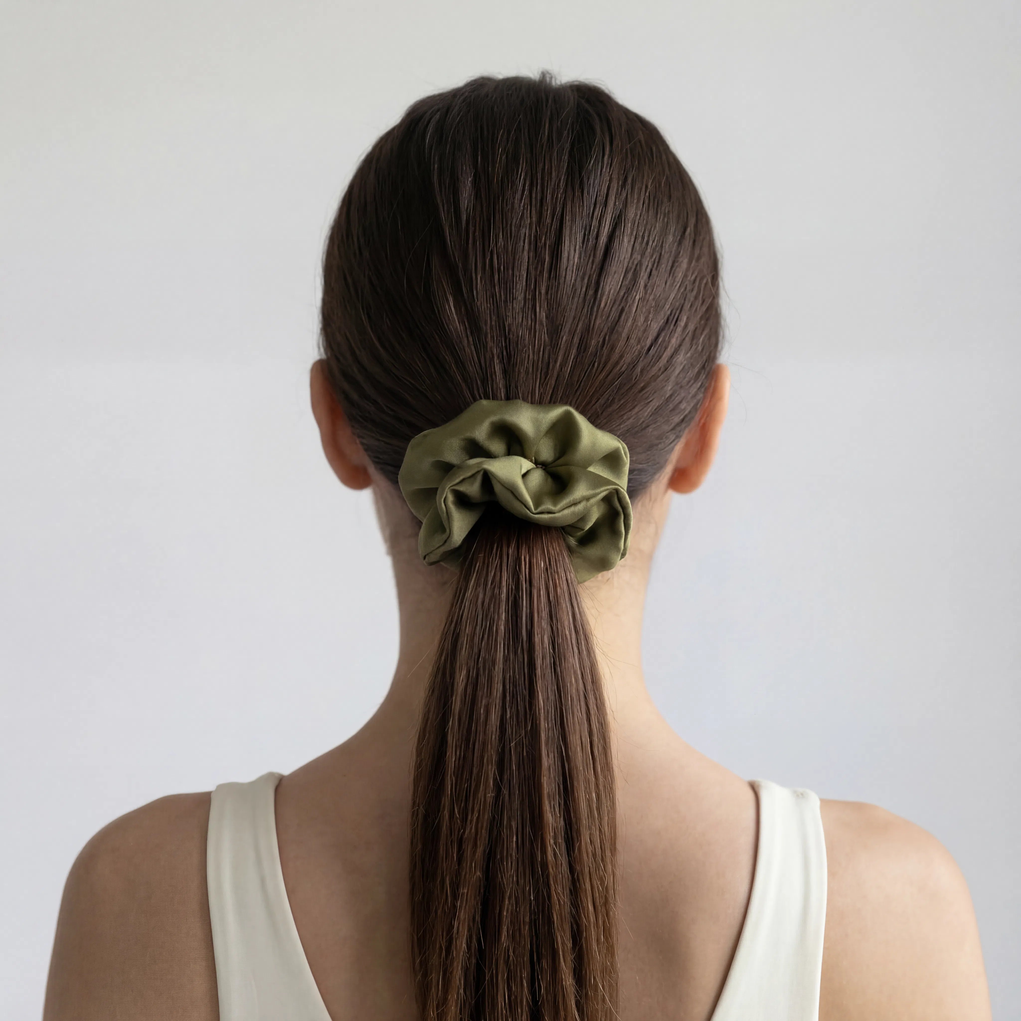 green silk scrunchies 