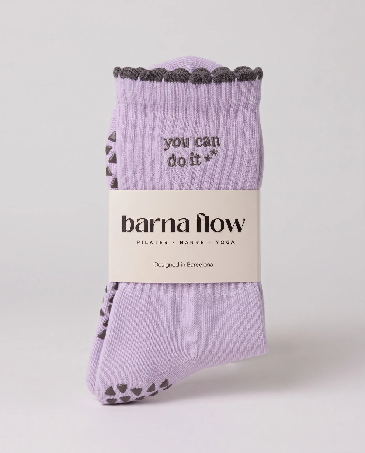 You Can Do It Pilates Grip Socks in barna flow packaging